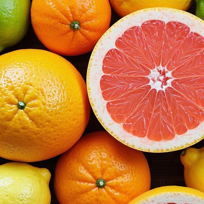 oranges, lemons, and grapefruits