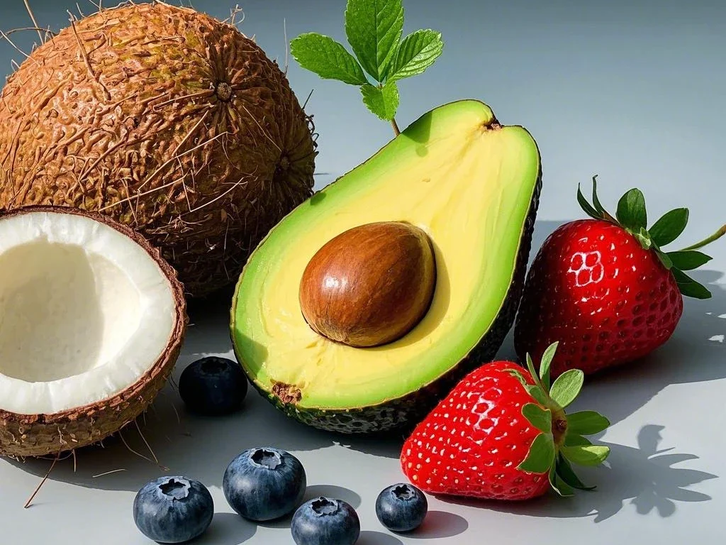 Avocado,Berries (strawberries, blueberries), Coconut